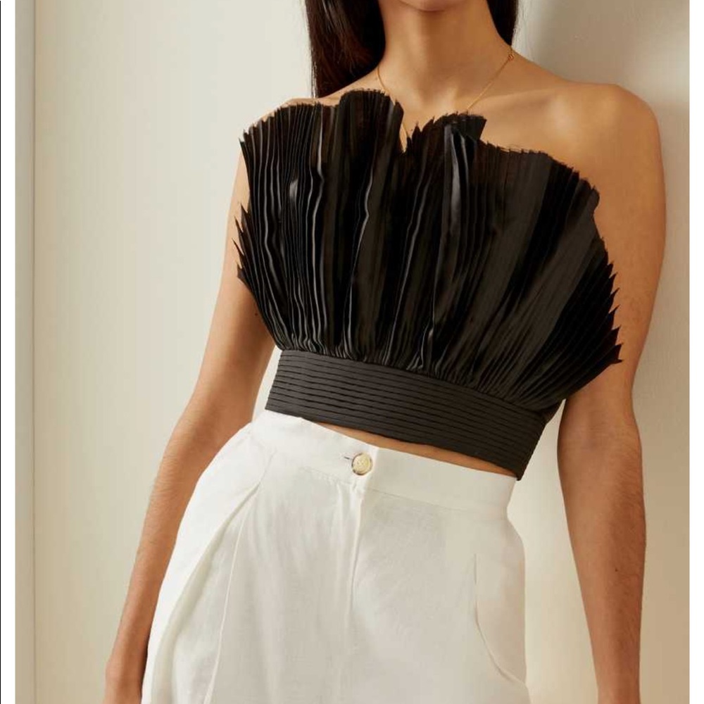 Andres Otalora Pleated Silk Crop Top